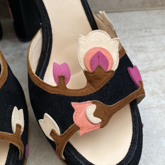 Prada Floral Suede Platform Heels - Picture 7 of 8